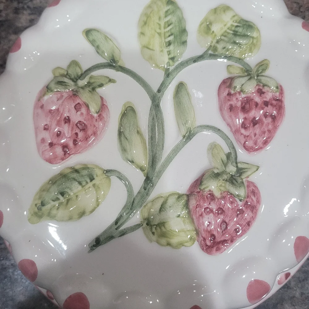 Handpainted Strawberry Bowl Wall Hanging Made in Italy